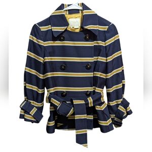 Kate Spade Step Out in Stripes Wool Blend Jacket Blue and Gold Size 2